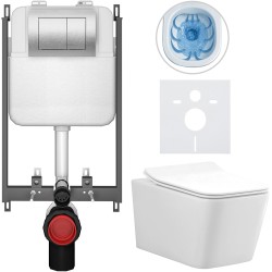 CERANO - Kompletný WC set Basic/Forte - biela lesklá - WC tlačidlo Maxio/Strieborná - na zamurovanie - 51x36 (CER-8050BD86131)