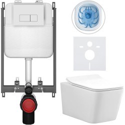 CERANO - Kompletný WC set Basic/Forte - biela lesklá - WC tlačidlo Modulo/Biela - na zamurovanie - 51x36 (CER-8050BD86136)