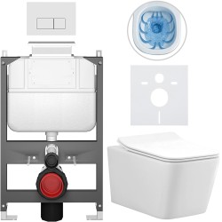 CERANO - Kompletný WC set Basic/Forte - biela lesklá - WC tlačidlo Modulo/Biela - ovládanie zhora - predstenová inštalácia - 51x36 (CER-8050BD86135)