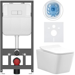 CERANO - Kompletný WC set Basic/Forte - biela lesklá - WC tlačidlo Modulo/Biela - závesné - predstenová inštalácia - 51x36 (CER-8050BD86138)