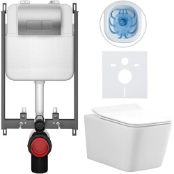 CERANO - Kompletný WC set Basic/Forte - biela lesklá - WC tlačidlo Modulo/Strieborná - na zamurovanie - 51x36 (CER-8050BD86146)