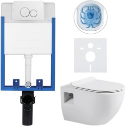 CERANO - Kompletný WC set Profi/Dure - biela lesklá - WC tlačidlo Duo/Biela - na zamurovanie - 51x35 (CER-8050BD84278)