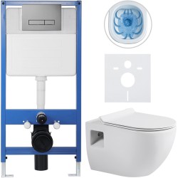 CERANO - Kompletný WC set Profi/Dure - biela lesklá - WC tlačidlo Slim/Tmavosivá - predstenová inštalácia - 51x35 (CER-899169)
