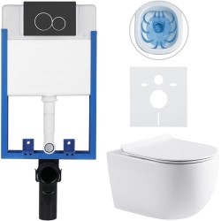 CERANO - Kompletný WC set Profi/Felci - biela lesklá - WC tlačidlo Duo/Čierna matná - pre zamurovanie - 52,5x36 (CER-8050BD84316)