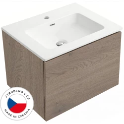 CERANO - Koupelnová skříňka Adele - dub Cannolo Cremona + keramické umyvadlo Novo - bílá lesklá - 71x41,5x46,5  (CER-434335)