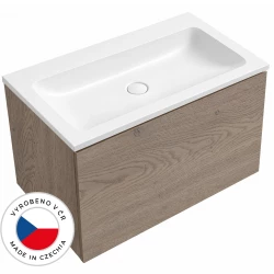 CERANO - Koupelnová skříňka Adele - dub Cannolo Cremona + umyvadlo z lit. mramoru Amati - bílá matná - 100,8x41,5x46,8  (CER-007229)