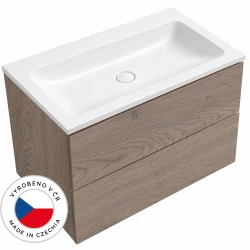 CERANO - Koupelnová skříňka Adele - dub Cannolo Cremona + umyvadlo z lit. mramoru Amati - bílá matná - 100,8x61,5x46,8  (CER-021978)