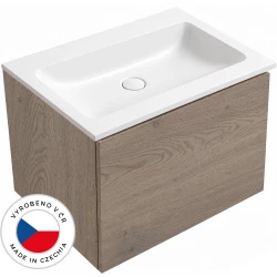 CERANO - Koupelnová skříňka Adele - dub Cannolo Cremona + umyvadlo z lit. mramoru Amati - bílá matná - 60,5x41,5x46,5  (CER-023241)