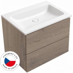 CERANO - Koupelnová skříňka Adele - dub Cannolo Cremona + umyvadlo z lit. mramoru Amati - bílá matná - 60,5x61,5x46,5  (CER-027634)