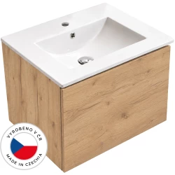 CERANO - Koupelnová skříňka Adele - dub zlatý Craft + keramické umyvadlo Todo - bílá lesklá - 61x41,7x46,5  (CER-326926)