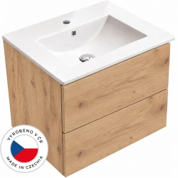 CERANO - Koupelnová skříňka Adele - dub zlatý Craft + keramické umyvadlo Todo - bílá lesklá - 61x61,7x46,5  (CER-284458)