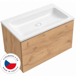 CERANO - Koupelnová skříňka Adele - dub zlatý Craft + umyvadlo z lit. mramoru Amati - bílá matná - 100,8x41,5x46,8  (CER-035618)