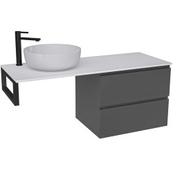 CERANO - Koupelnová skříňka Carole - antracitová + deska z lit. mramoru Elanys - 12 mm + konzole černá - 120x49,2x46  (CER-467293)