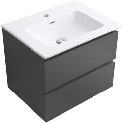 CERANO - Koupelnová skříňka Carole - antracitová + keramické umyvadlo Novo - bílá lesklá - 61x49,5x46,5  (CER-057941)
