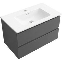 CERANO - Koupelnová skříňka Carole - antracitová + keramické umyvadlo Novo - bílá lesklá - 81x49,5x46,5  (CER-142746)