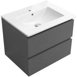 CERANO - Koupelnová skříňka Carole - antracitová + keramické umyvadlo Todo - bílá lesklá - 61x50x46,5  (CER-087746)