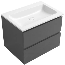 CERANO - Koupelnová skříňka Carole - antracitová + umyvadlo z lit. mramoru Amati - bílá matná - 60,5x49,5x46,5  (CER-114021)