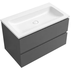 CERANO - Koupelnová skříňka Carole - antracitová + umyvadlo z lit. mramoru Amati - bílá matná - 80,5x49,5x46,5  (CER-116224)