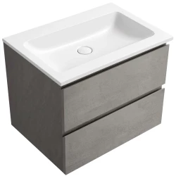 CERANO - Koupelnová skříňka Carole - betonově šedá + umyvadlo z lit. mramoru Amati - bílá matná - 60,5x49,5x46,5  (CER-164100)
