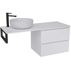 CERANO - Koupelnová skříňka Carole - bílá matná + deska pod umyvadlo Navira Slim - 18 mm + konzole černá - 120x46x49,8  (CER-606102)