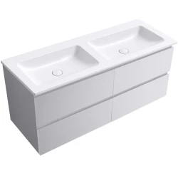 CERANO - Koupelnová skříňka Carole - bílá matná + dvojumyvadlo z lit. mramoru Amati - bílá matná - 121x49,5x46,7  (CER-193497)
