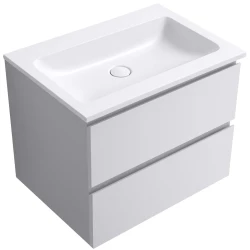 CERANO - Koupelnová skříňka Carole - bílá matná + umyvadlo z lit. mramoru Amati - bílá matná - 60,5x49,5x46,5  (CER-203335)