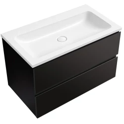 CERANO - Koupelnová skříňka Carole - černá matná + umyvadlo z lit. mramoru Amati - bílá matná - 80,5x49,5x46,5  (CER-316988)