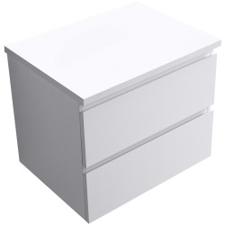 CERANO - Koupelnová skříňka Carole + deska pod umyvadlo Navira Pro - 36 mm - bílá matná - 60x51,6x46  (CER-668273)