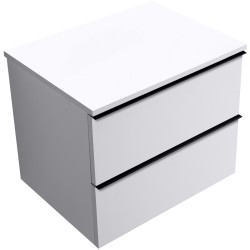 CERANO - Koupelnová skříňka Velora - bílá matná, úchytka černá + deska z lit. mramoru Elanys - 12 mm - bílá matná - 70x54,2x46,5  (CER-679408)