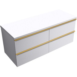CERANO - Koupelnová skříňka Velora - bílá matná, úchytka zlatá + deska pod umyvadlo Navira Pro - 36 mm - 120x56,6x46,5  (CER-668696)