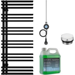 CERANO - Koupelnový elektrický radiátorový set Burke - L/P - WIFI - 600W - černá matná - 1200x500 mm (CER-978828)