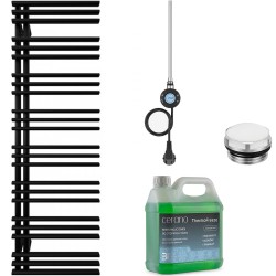 CERANO - Koupelnový elektrický radiátorový set Burke - L/P - WIFI - 600W - černá matná - 1600x500 mm (CER-978829)