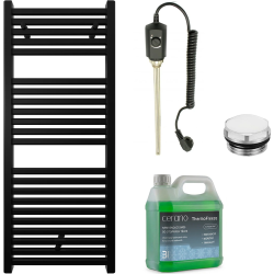 CERANO - Koupelnový elektrický radiátorový set Donovan - 300W - černá matná - 1200x500 mm (CER-978832)