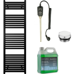CERANO - Koupelnový elektrický radiátorový set Donovan - 300W - černá matná - 1600x500 mm (CER-978833)