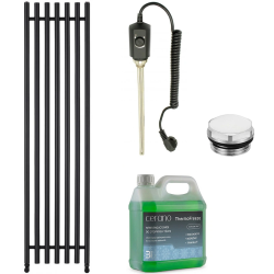 CERANO - Koupelnový elektrický radiátorový set Valerio - 900W - černá matná - 1560x390 mm (CER-978861)