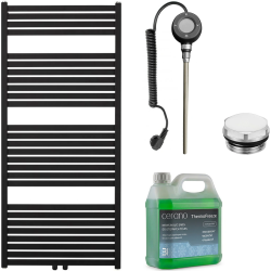 CERANO - Koupelnový elektrický radiátorový set Vincenzo - WIFI - 600W - černá matná - 1340x600 mm (CER-978865)