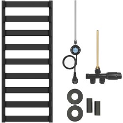 CERANO - Koupelnový radiátorový set Adriano - kombinované vytápění, wifi tyč - boční jednobodové připojení - 300W - černá matná - 1200x500 mm (CER-025862)