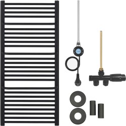 CERANO - Koupelnový radiátorový set Antonio - kombinované vytápění, wifi tyč - boční jednobodové připojení - 600W - černá matná - 1180x550 mm (CER-085177)