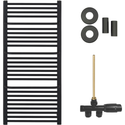 CERANO - Koupelnový radiátorový set Antonio - ústřední vytápění - boční jednobodové připojení - 857W - černá matná - 1460x550 mm (CER-663556)