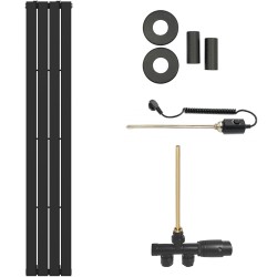 CERANO - Koupelnový radiátorový set Arlen - kombinované vytápění, termo tyč - boční jednobodové připojení - 300W - černá matná - 1800x300 mm (CER-111209)