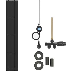 CERANO - Koupelnový radiátorový set Arlen - kombinované vytápění, wifi tyč - boční jednobodové připojení - 300W - černá matná - 1800x300 mm (CER-106677)
