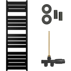 CERANO - Koupelnový radiátorový set Arturo - ústřední vytápění - boční jednobodové připojení - 859W - černá matná - 1600x500 mm (CER-663562)