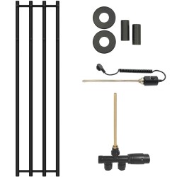 CERANO - Koupelnový radiátorový set Bertini - kombinované vytápění, termo tyč - boční jednobodové připojení - 300W - černá matná - 1400x351 mm (CER-343722)
