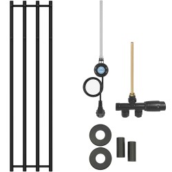 CERANO - Koupelnový radiátorový set Bertini - kombinované vytápění, wifi tyč - boční jednobodové připojení - 300W - černá matná - 1400x351 mm (CER-341554)