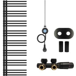 CERANO - Koupelnový radiátorový set Burke - kombinované vytápění, wifi tyč - asymetrické připojení 50 mm - 600W - černá matná - 1600x500 mm (CER-517041)