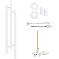 CERANO - Koupelnový radiátorový set Fabiano - kombinované vytápění, termo tyč - boční jednobodové připojení - 300W - bílá lesklá - 1200x220 mm (CER-761746)