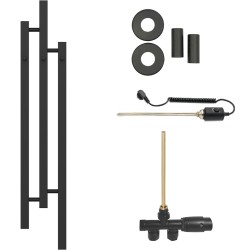 CERANO - Koupelnový radiátorový set Fabiano - kombinované vytápění, termo tyč - boční jednobodové připojení - 300W - černá matná - 1200x220 mm (CER-634108)