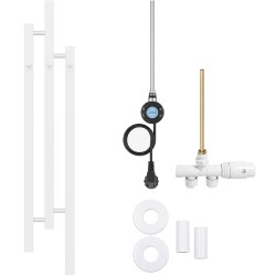 CERANO - Koupelnový radiátorový set Fabiano - kombinované vytápění, wifi tyč - boční jednobodové připojení - 300W - bílá lesklá - 1200x220 mm (CER-926006)