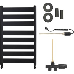 CERANO - Koupelnový radiátorový set Marco - kombinované vytápění, termo tyč - boční jednobodové připojení - 600W - černá matná - 920x550 mm (CER-700126)