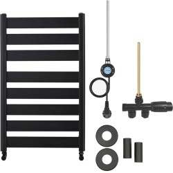 CERANO - Koupelnový radiátorový set Marco - kombinované vytápění, wifi tyč - boční jednobodové připojení - 600W - černá matná - 920x550 mm (CER-682964)